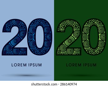 20 ,Number, Abstract, font, concept filigree, floral, natural, water and leaf graphic, vector.