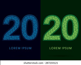 20 Number, Abstract Font, Text, Typography, concept luxury natural blue and green, pattern, graphic vector