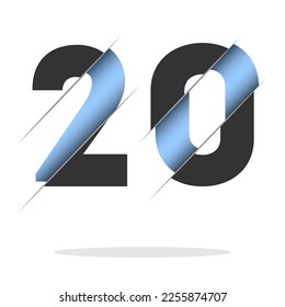 20 number cut design for decorative design. 3d art wallpaper. Vintage vector ornament template.