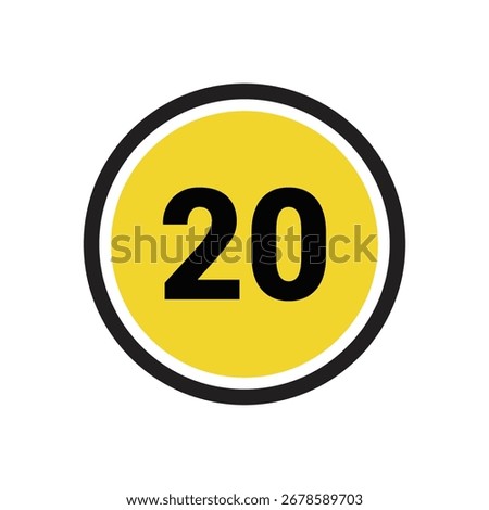 20 number icon vector outline design symbol or illustration