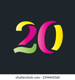 20 number logo multicolor letter design template