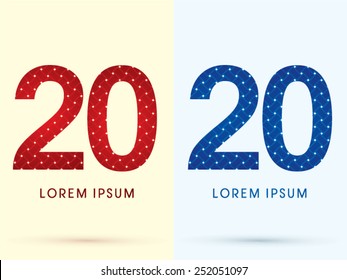 20 ,Number ,Luxury font, designed using red and blue line geometric shape, idea from wicker, basket,woven, ribbons, jewelry, diamond,rope, logo, symbol, icon, graphic, vector.