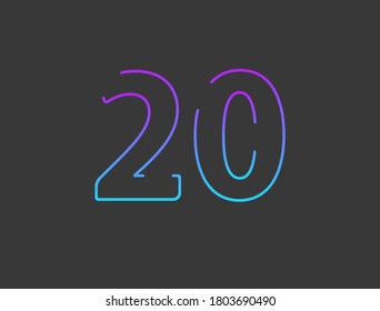 20 number, modern gradient font alphabet. Trendy, dynamic creative style design. For logo, brand label, design elements, application and more. Isolated vector illustration