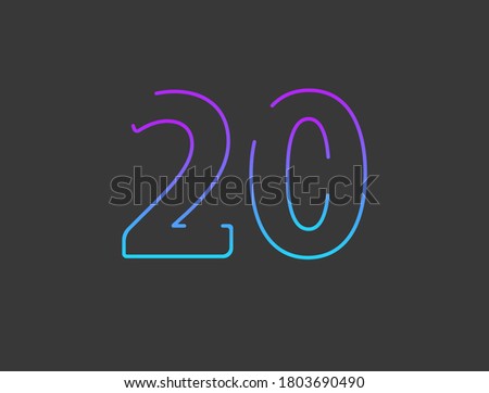 20 number, modern gradient font alphabet. Trendy, dynamic creative style design. For logo, brand label, design elements, application and more. Isolated vector illustration