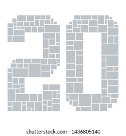20 - Numbers Vector Mood Board & Branding Presentation. Creative Theme Number Concept Mood Board, Anniversary Celebration, Birthday Celebration. Picture Display & Montage.