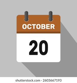 20 october calendar icon vector design month illustration