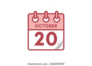 20 October month single day vector, illustration, calendar with maroon, rose and white color background calendar October 20