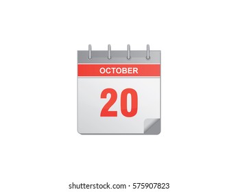 20 October red calendar vector illustration on white background