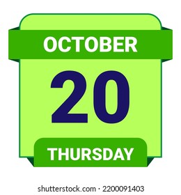 20 October, Thursday. Date template. Useful design for calendar or event promotion. Vector illustration EPS 10 File.