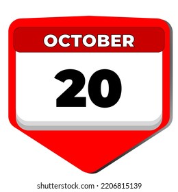 20 Octubre día del calendario del icono del vector. 20 de octubre. Vigésimo día de octubre. 20.º número de fecha. calendario de 20 días. Veinte días. Día de la Fundación Estatal de Hungría, Mosquito Mundial