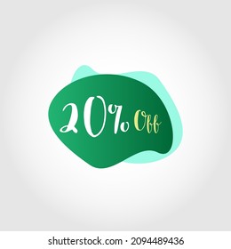 20% de desconexión y con degradado verde y formas verde granulado en el fondo
