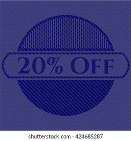 20% de la placa de apagado con fondo de denim