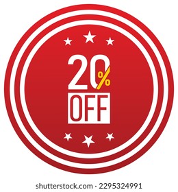 20% off banner design. 20% off icon. Flat style vector illustration.