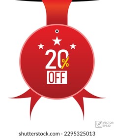 20% de descuento en el diseño de banner. 20% fuera del icono. Ilustración vectorial de estilo plano.