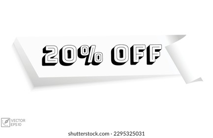 20% off banner design. 20% off icon. Flat style vector illustration.
