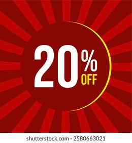 20% off banner, limited time offer - Red background with 20% off discount tag.