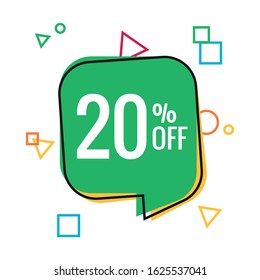 20 % Off Banner Vector Illustration. Sale Banner Template Design For Instagram Promotion