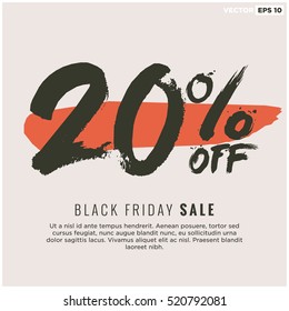 20% OFF Black Friday Sale (Promotional Poster Design Vector Illustration) With Text Box Template