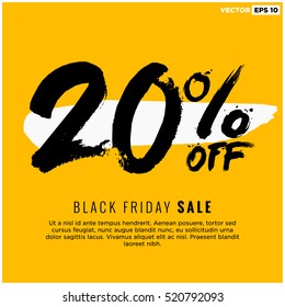 20% OFF Black Friday Sale (Promotional Poster Design Vector Illustration) With Text Box Template