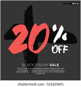 20% OFF Black Friday Sale (Promotional Poster Design Vector Illustration) With Text Box Template