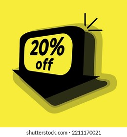 20% off in black and yellow