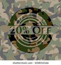20% Off camouflaged emblem