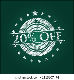  20% Off chalk emblem written on a blackboard