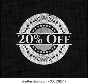 20% Off chalk emblem written on a blackboard