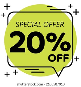20% off - Colorful speech bubble with discount tag and special offer