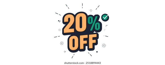 20% OFF creative banner,minimalistic flat vector illustration,,plain background