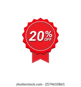 20% Off discount offer vector label design. Tag design for business advertising.