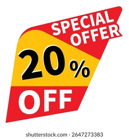 20% off discount promotion vector illustration, offer sale banner, big sales offer design in typography, vector in transparent background