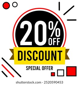 20% off discount 20 % off special offer twenty percent off discount 20%off discount Promotions with white and black numbers white background black ball red and black designs.eps