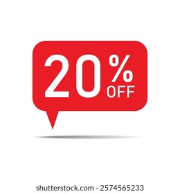 20% off discount sticker. 20 percent discount symbol. 20 percentage sale tag speech bubble. discount offer price label. special offer sale red tag. ad offer on shopping day