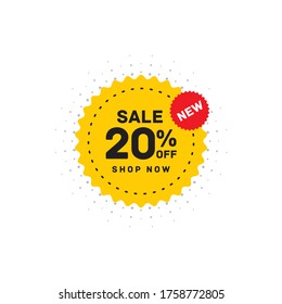 20% OFF Discount Sticker. Sale Tag Isolated Vector Illustration. Discount Offer Price Label, Vector Price Discount Symbol.