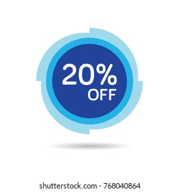 20% OFF Discount Sticker. Sale Blue Tag Isolated Vector Illustration. Discount Offer Price Label, Vector Price Discount Symbol.