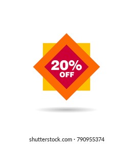 20% OFF Discount Sticker. Sale Red Tag Isolated Vector Illustration. Discount Offer Price Label, Vector Price Discount Symbol.