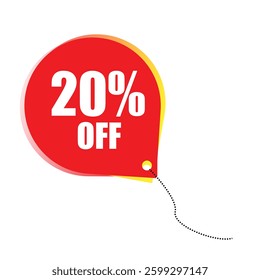 20% Off Discount Tag In Red On White Background