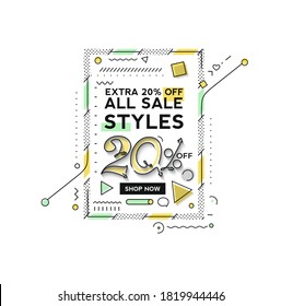 20% OFF Flash Sale Discount Banner Template Promotion Big sale special offer. end of season special offer banner. vector illustration.