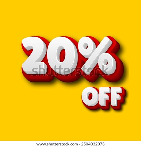 20% off flash sale, mega sale 3D Illustration, Best Design for social media advertising, marketing and business development.eps