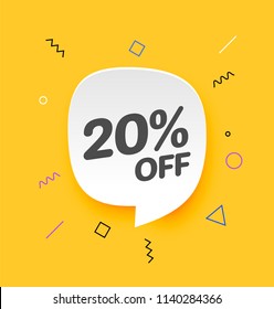 20% off, Flat sales Vector badges for Labels, , Stickers, Banners, Tags, Web Stickers, New offer. Discount badge in yellow background