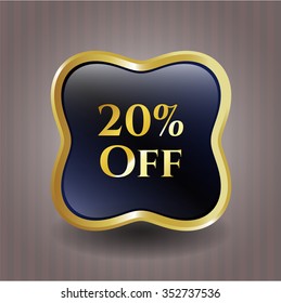 20% Off gold shiny badge