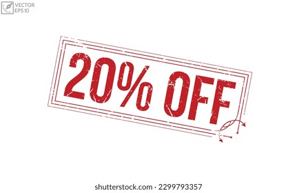 20% Off grunge rubber stamp on white background. 20% Off Rubber Stamp.