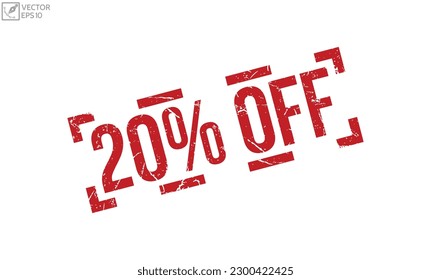 20% Off grunge rubber stamp on white background. 20% Off Rubber Stamp.