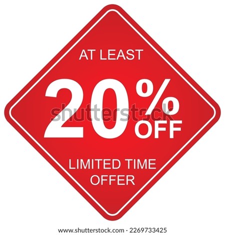 20% OFF - Limited Time Offer Sign - Red - Diamond Square Shape Sign for Shops- offer sign - promotion banner design template