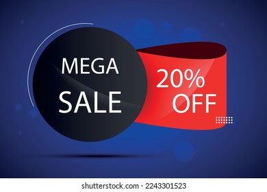 20% off. Mega sale banner template design. Social media banner template, voucher, discount, season sale