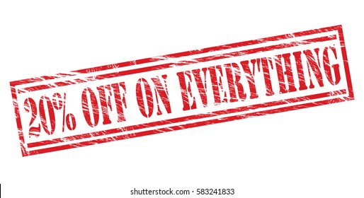 20% off on everything red vector stamp on white background