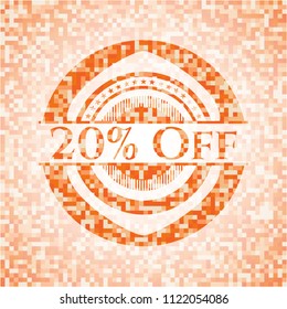 20% Off orange mosaic emblem