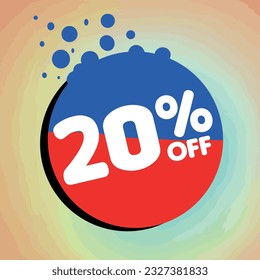 20% off per cent, percentage number in a colored circle, promotion, big sale, colorful background