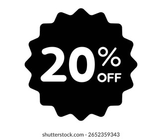 20% OFF Promotional Badge Graphic for Sales and Discount Badge, Vector EPS File.